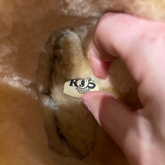 Women Tan Leather Shearling Fringe Boots SZ 8 - Picture 5 of 9